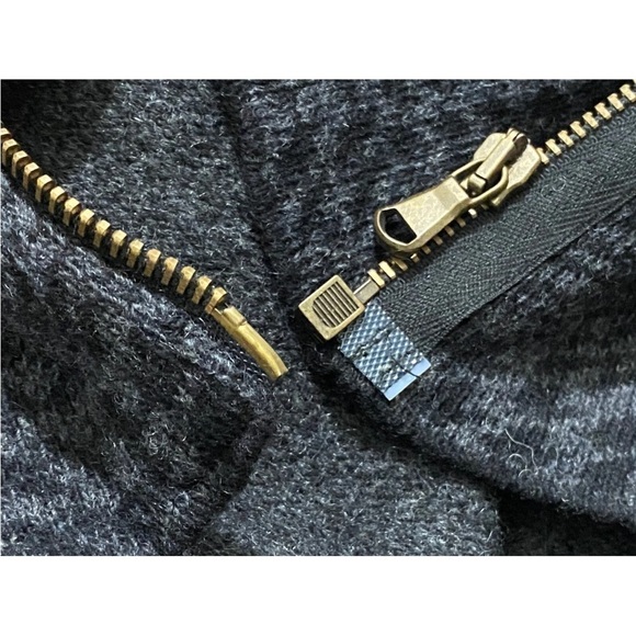 Maryline Cardigan Women L Sweater Moto Zipper Gray Black Wool Blend Mixed Media - Picture 6 of 11